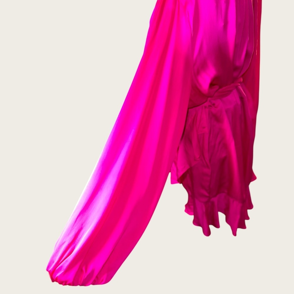 Banana Republic Hot Pink Silk Wrap Mini Dress - Picture 3 of 9